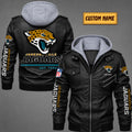 Premium & Ultra-Thick Leather Jacket with Fleece Hood - Jacksonville Jaguars VA2116