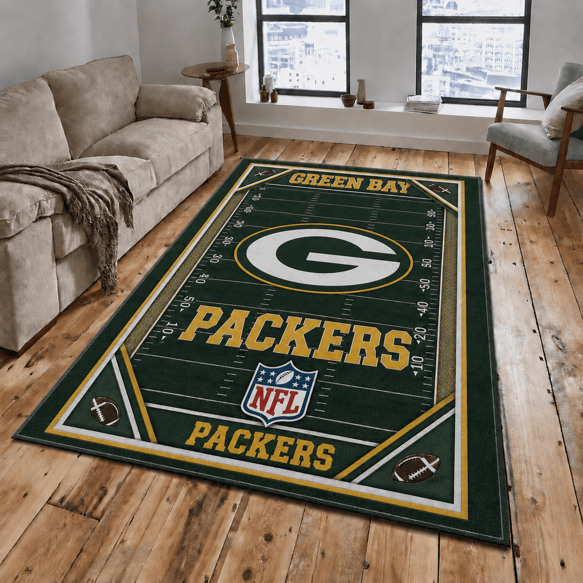 Green Bay Packers Rug Living Room Floor Decor Fan Gifts VA6012