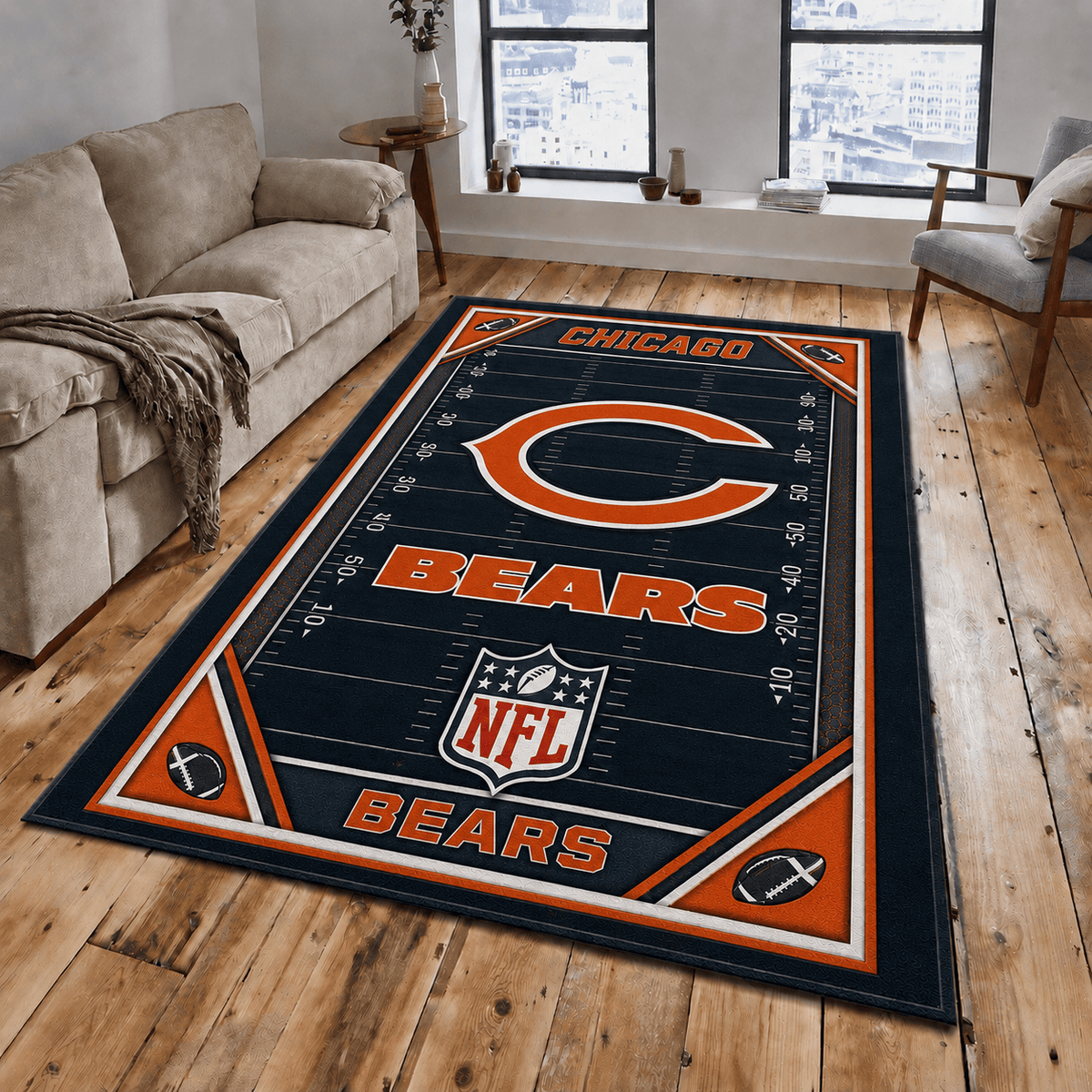 Chicago Bears Rug Living Room Floor Decor Fan Gifts VA6029