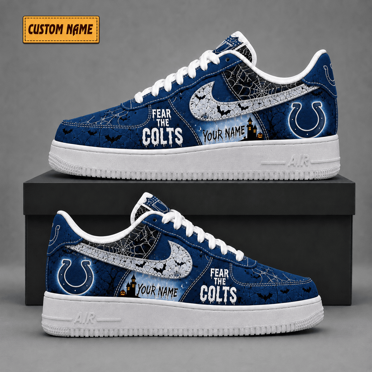 Indianapolis Colts | Premium NFL Fear The Team Halloween AF1 Sneakers - VA323511