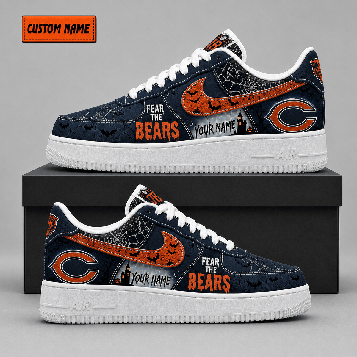 Chicago Bears | Premium NFL Fear The Team Halloween AF1 Sneakers - VA323526