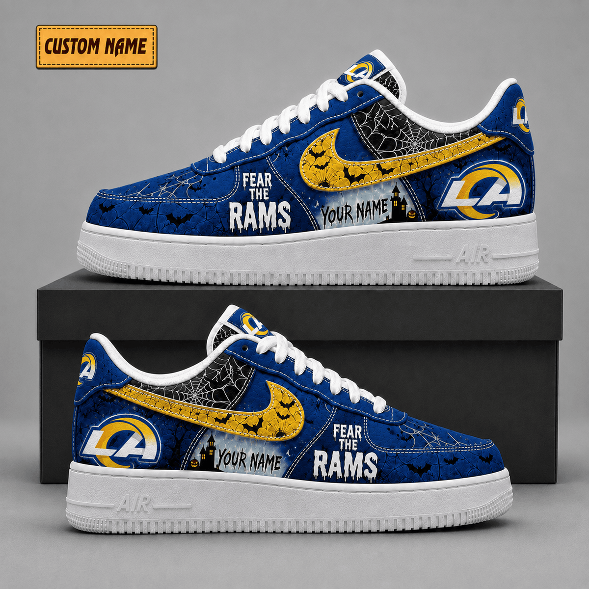 Los Angeles Rams | Premium NFL Fear The Team Halloween AF1 Sneakers - VA323533