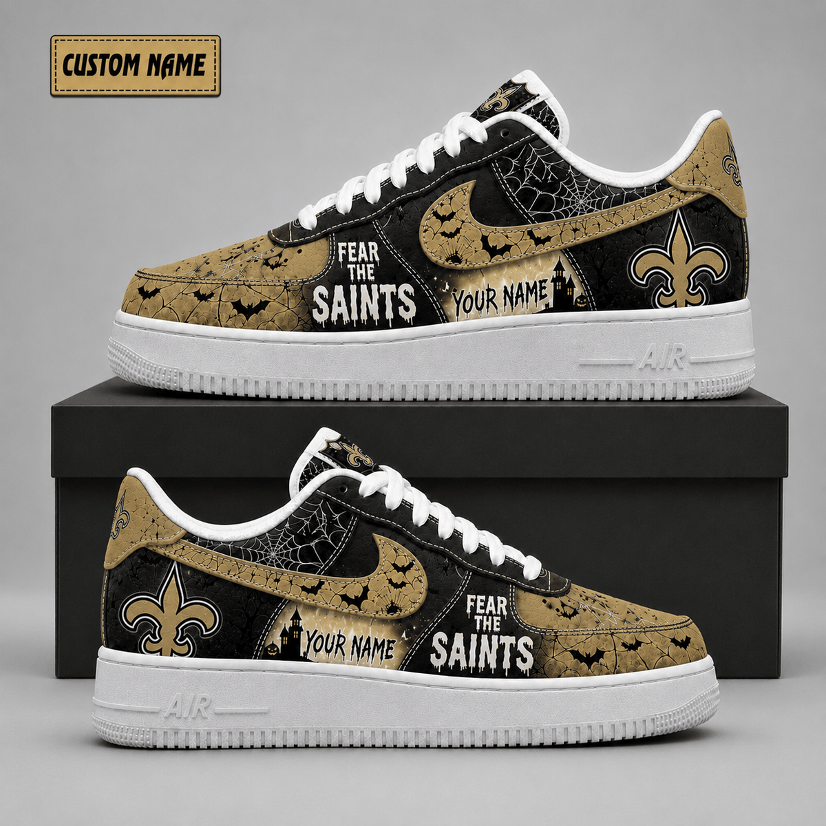 New Orleans Saints | Premium NFL Fear The Team Halloween AF1 Sneakers - VA323539