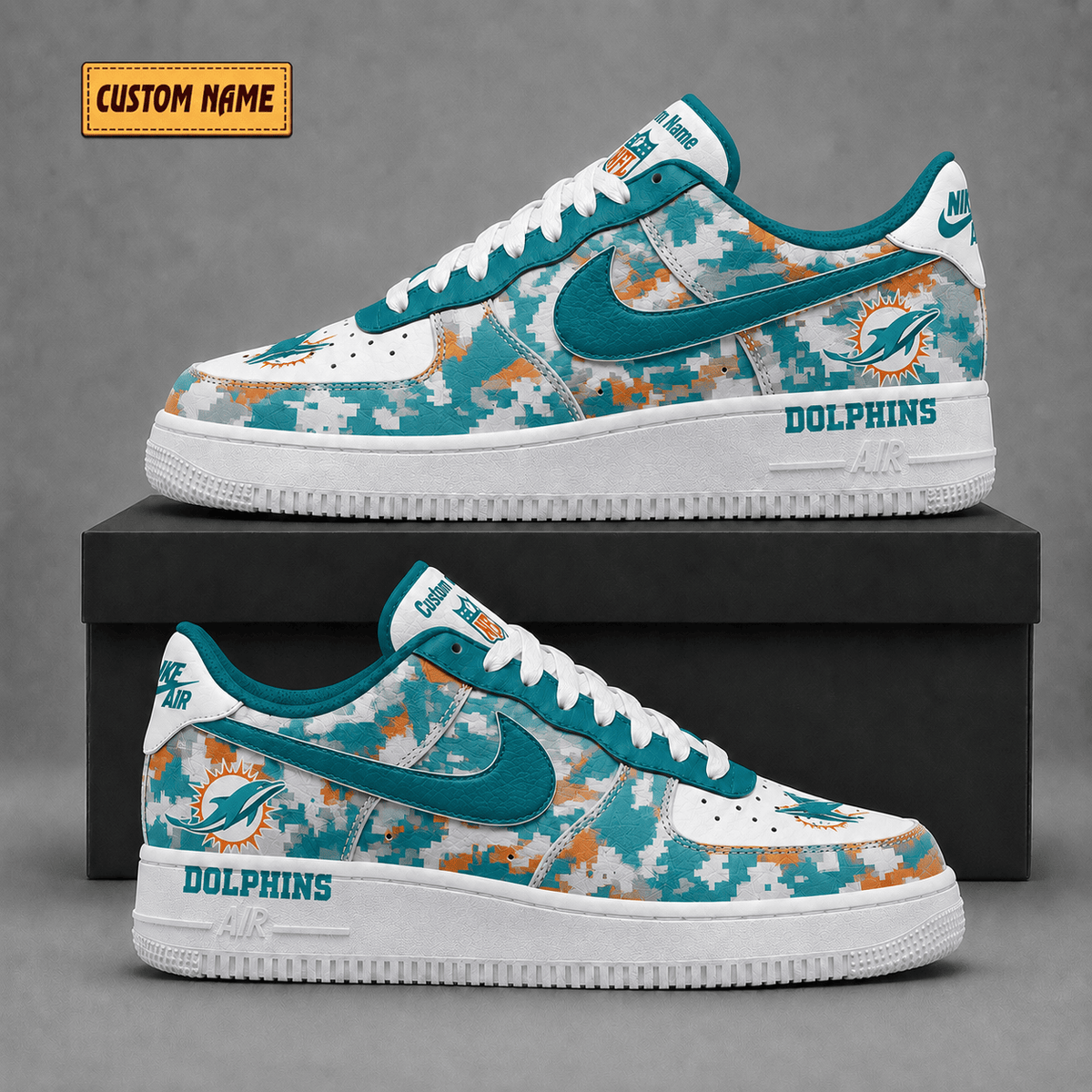 Miami Dolphins | Premium NFL Fear The Team AF1 Sneakers - VA38818