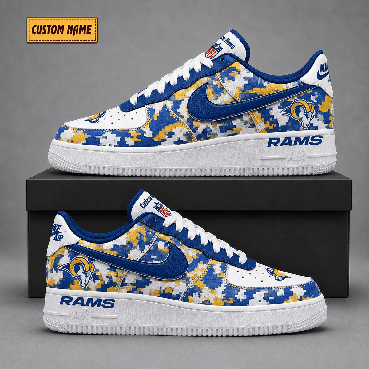 Los Angeles Rams | Premium NFL Fear The Team AF1 Sneakers - VA38836