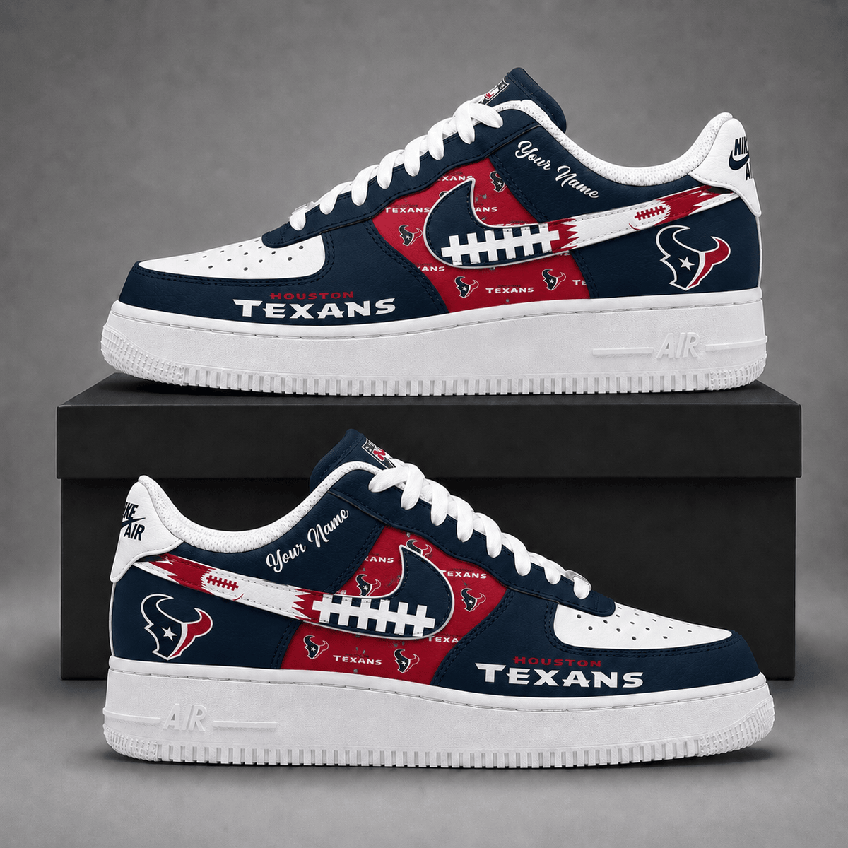 Houston Texans | Premium NFL Fear The Team AF1 Sneakers Personalized - VA37427