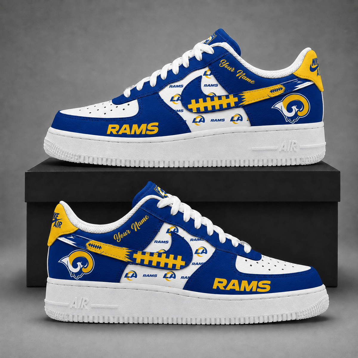 Los Angeles Rams | Premium NFL Fear The Team AF1 Sneakers Personalized - VA37436