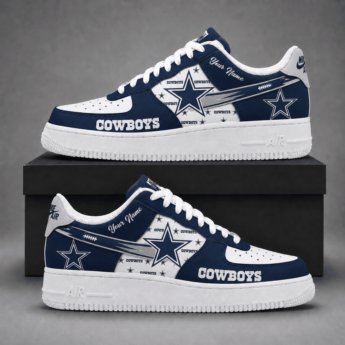 Dallas Cowboys | Premium NFL Fear The Team AF1 Sneakers Personalized - VA37445