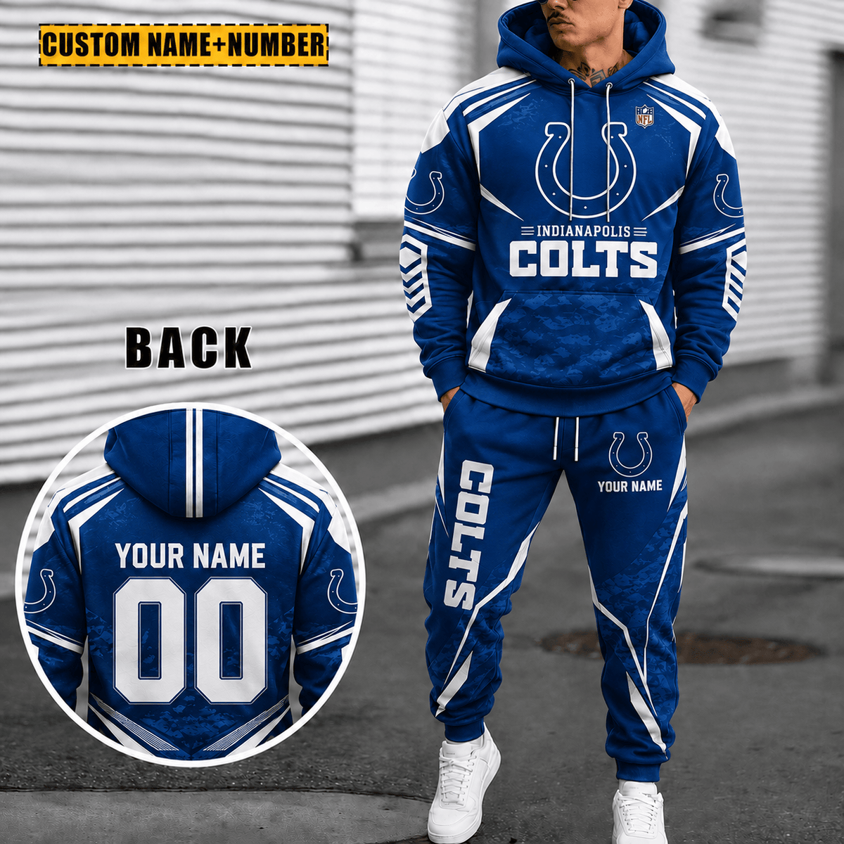 Personalized Indianapolis Colts Combo Hoodie And Sweatpants Gift For Fan VA1013