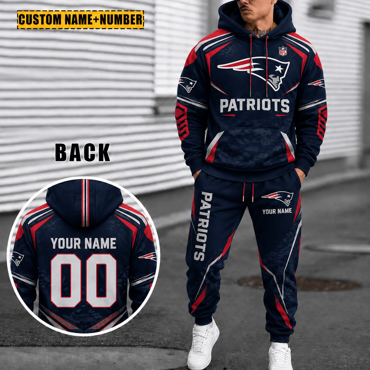 Personalized New England Patriots Combo Hoodie And Sweatpants Gift For Fan VA1015