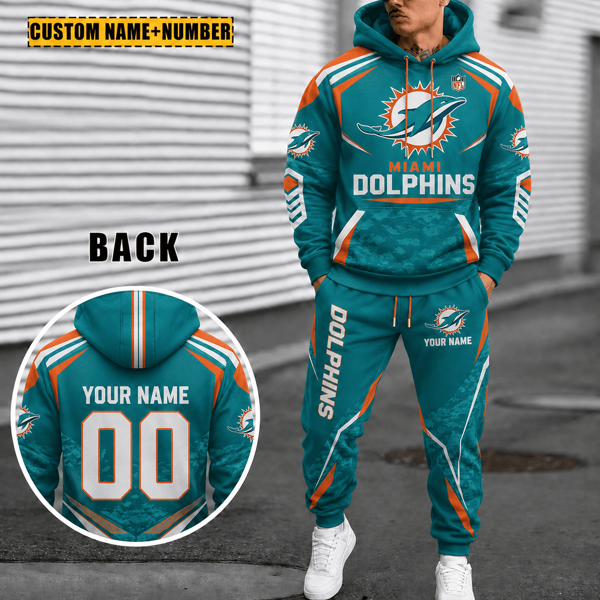 Personalized Miami Dolphins Combo Hoodie And Sweatpants Gift For Fan VA1017