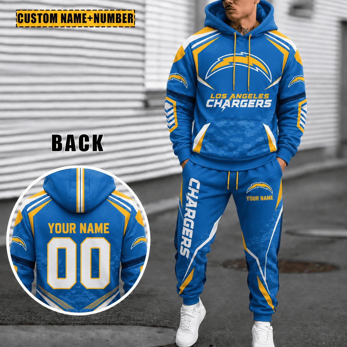 Los Angeles Chargers Personalized Combo Hoodie And Sweatpants Gift For Fan VA1025