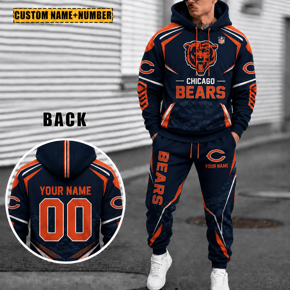 Chicago Bears Personalized Combo Hoodie And Sweatpants Gift For Fan VA1027