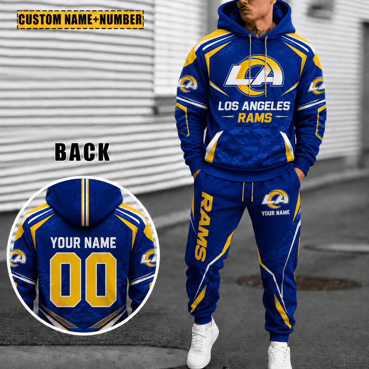 Los Angeles Rams Personalized Combo Hoodie And Sweatpants Gift For Fan VA1033