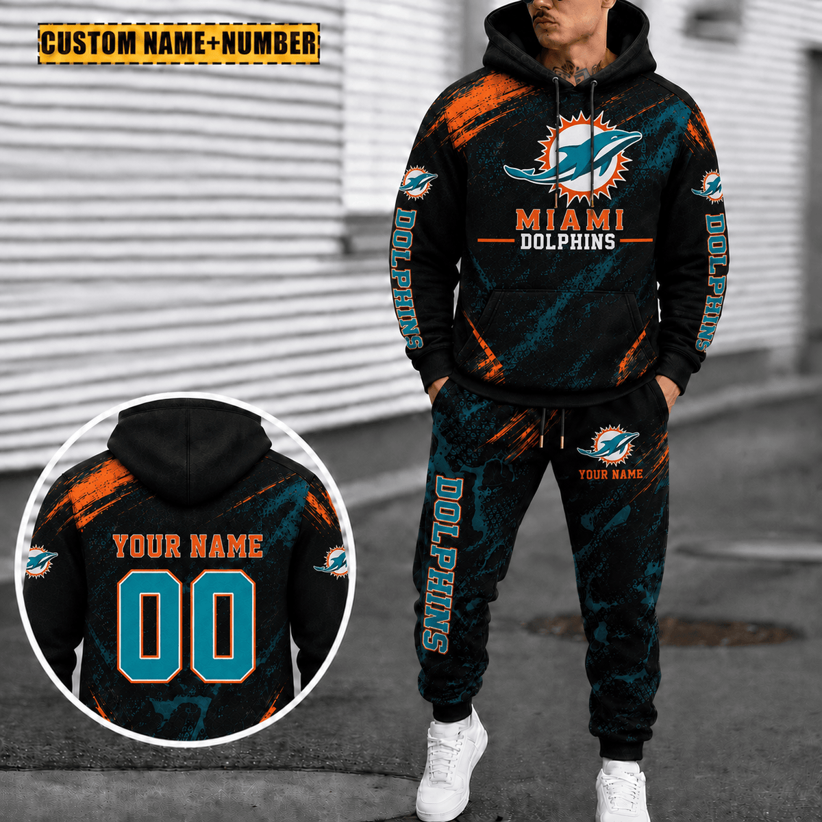 Miami Dolphins Personalized Combo Hoodie And Sweatpants Gift For Fan VA1049
