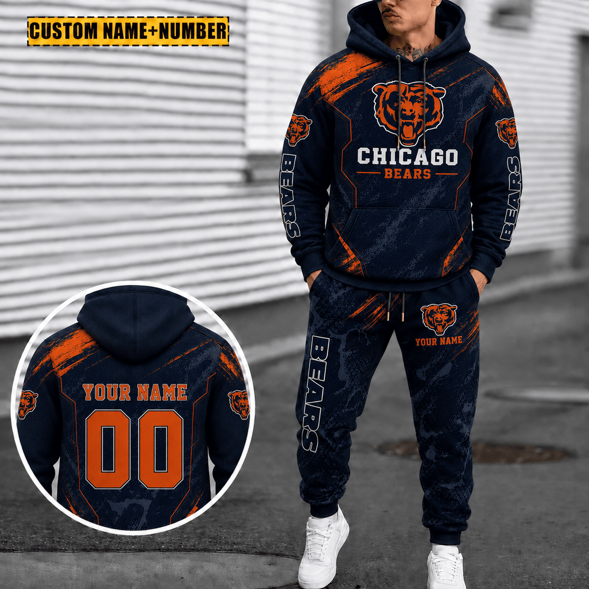 Chicago Bears Personalized Combo Hoodie And Sweatpants Gift For Fan VA1061