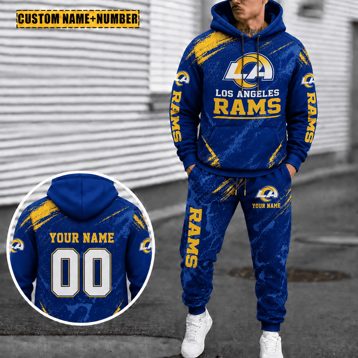 Los Angeles Rams Personalized Combo Hoodie And Sweatpants Gift For Fan VA1073