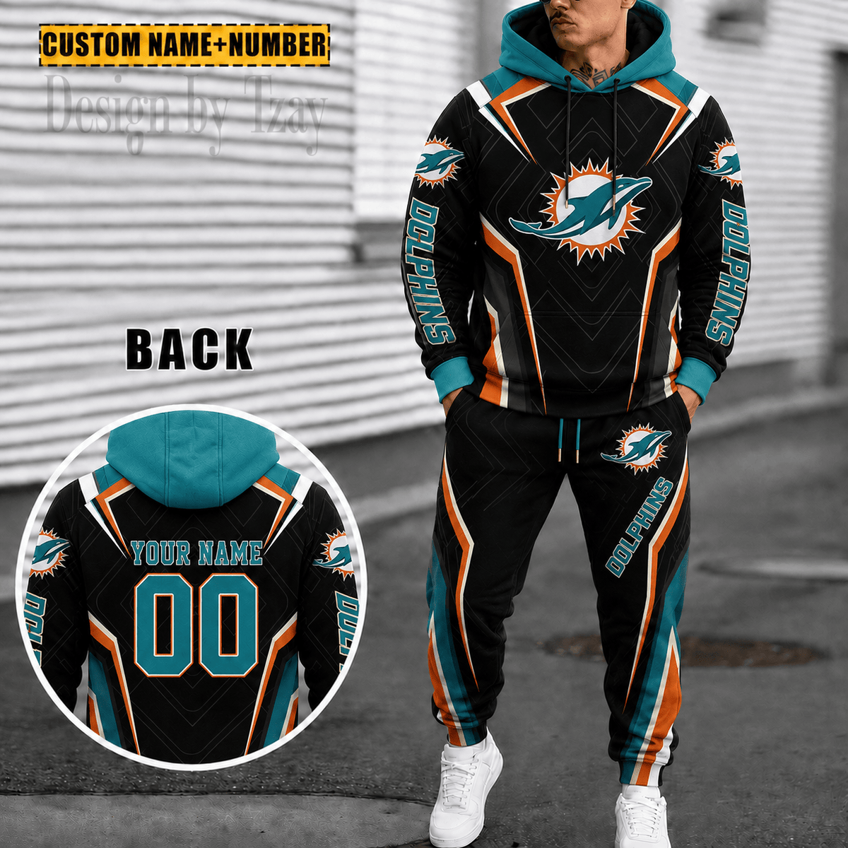 Miami Dolphins Personalized Combo Hoodie And Sweatpants Gift For Fan VA1087