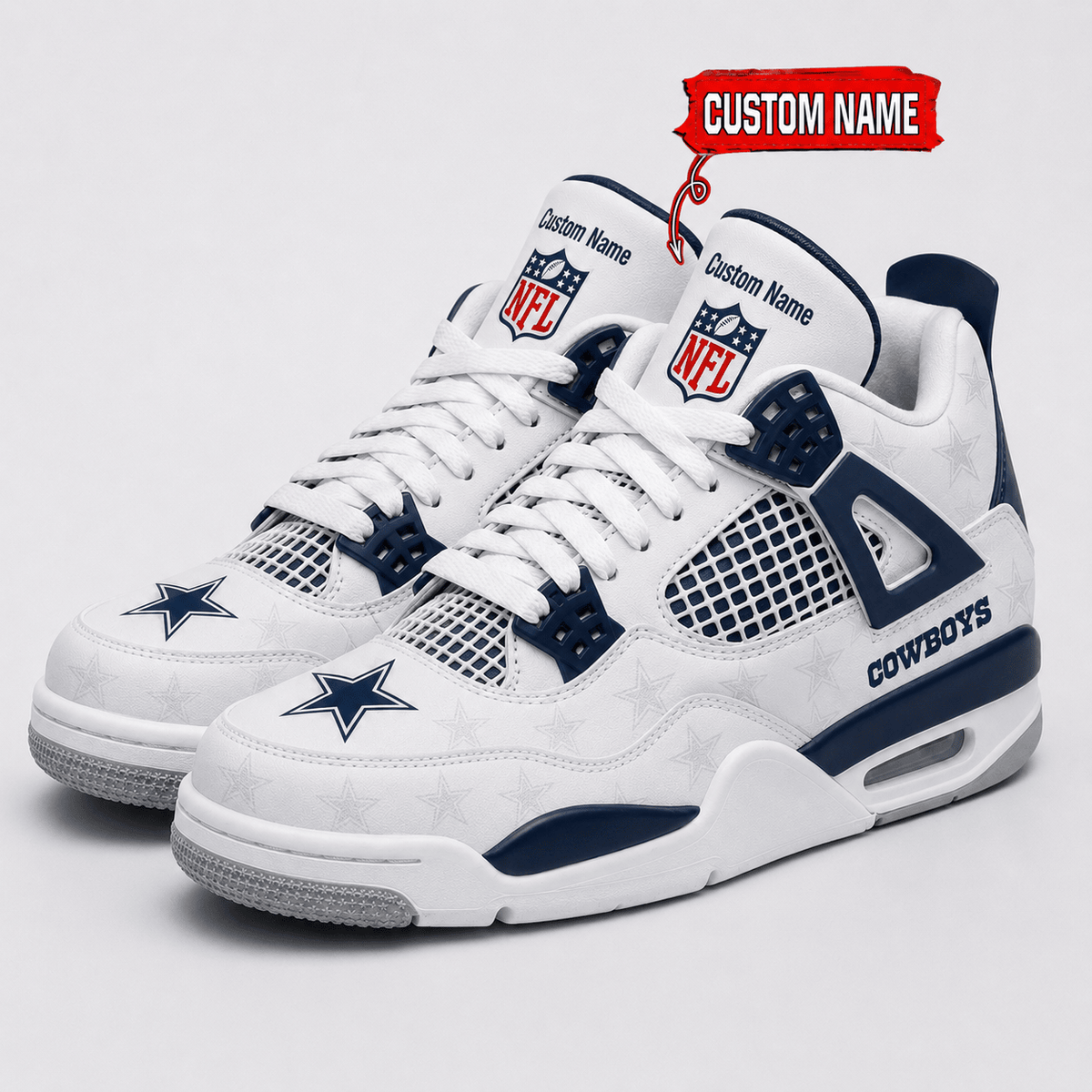 Dallas Cowboys Personalized AJ4 Sneaker VA345