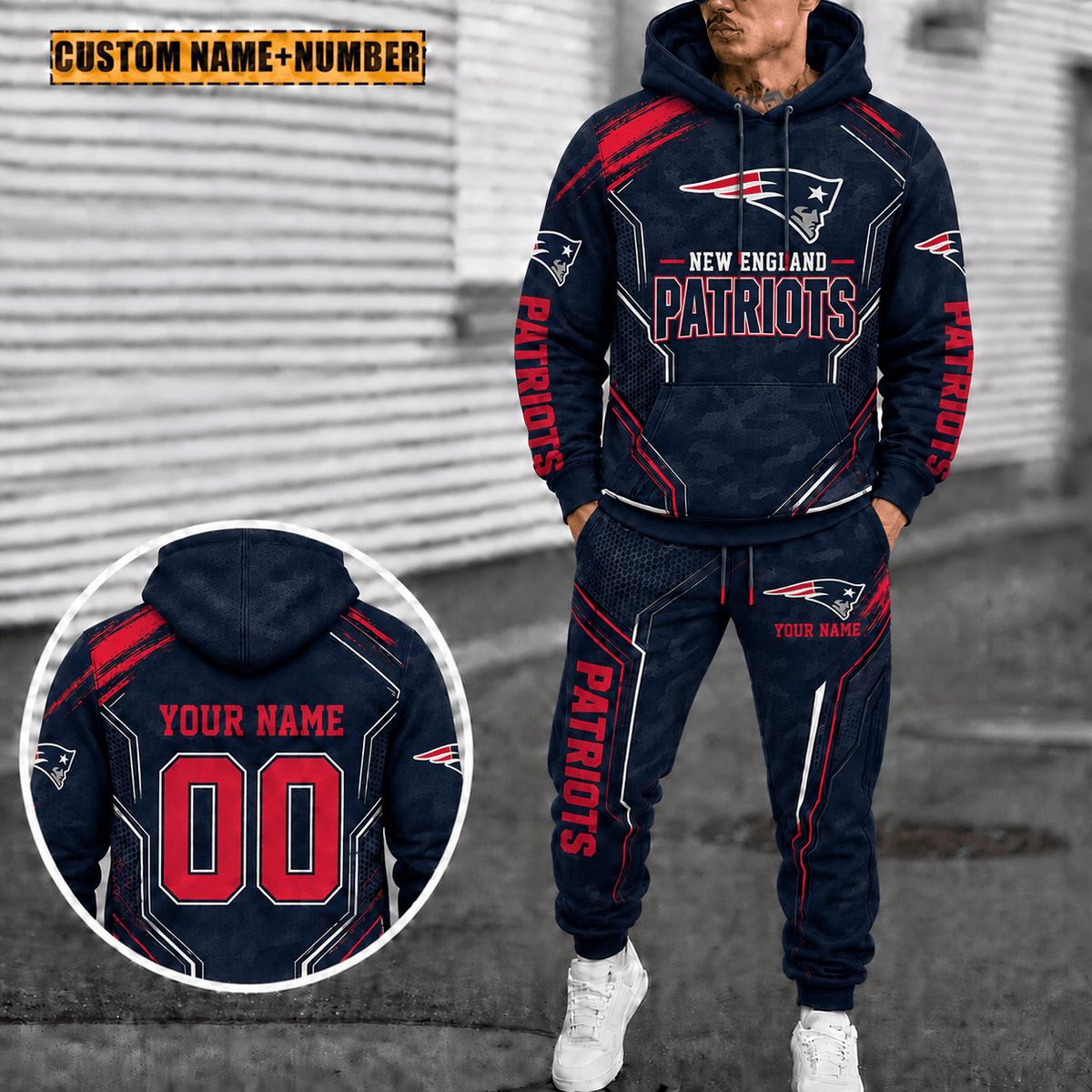 New England Patriots Personalized Combo Hoodie And Sweatpants Gift For Fan VAN5004