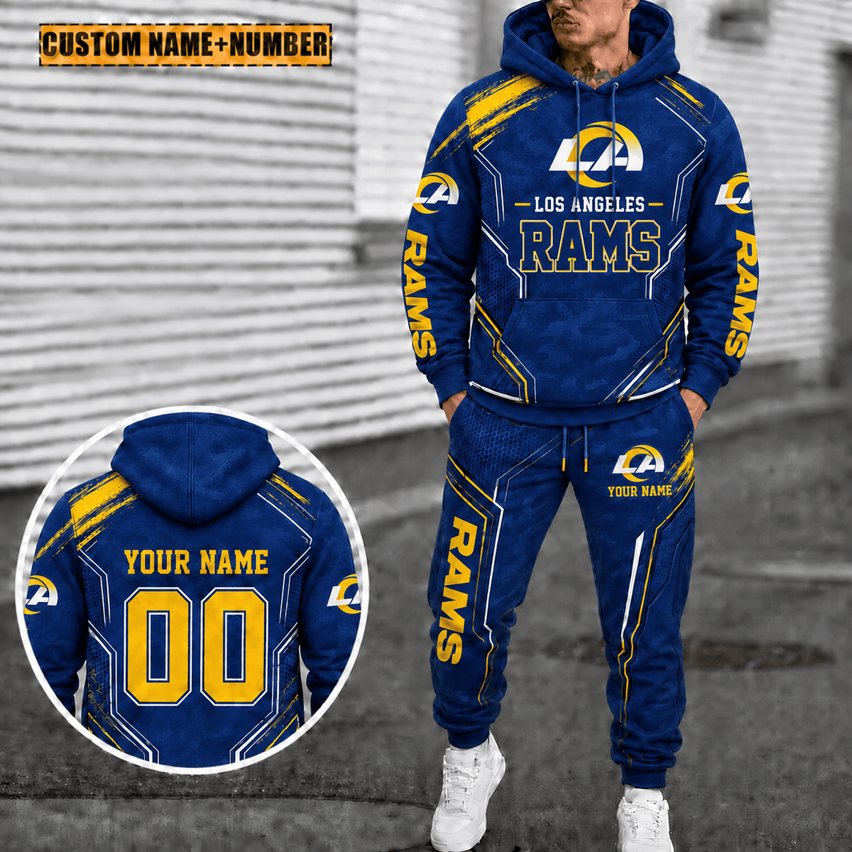 Los Angeles Rams Personalized Combo Hoodie And Sweatpants Gift For Fan VAN5023