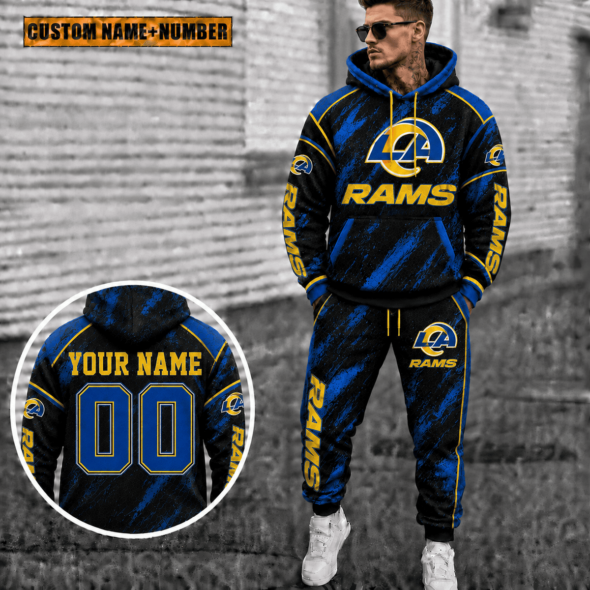 Los Angeles Rams Personalized Combo Hoodie And Sweatpants Gift For Fan VAN8239