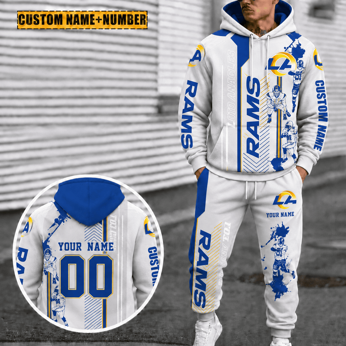 Los Angeles Rams Personalized Combo Hoodie And Sweatpants Gift For Fan VAN91119