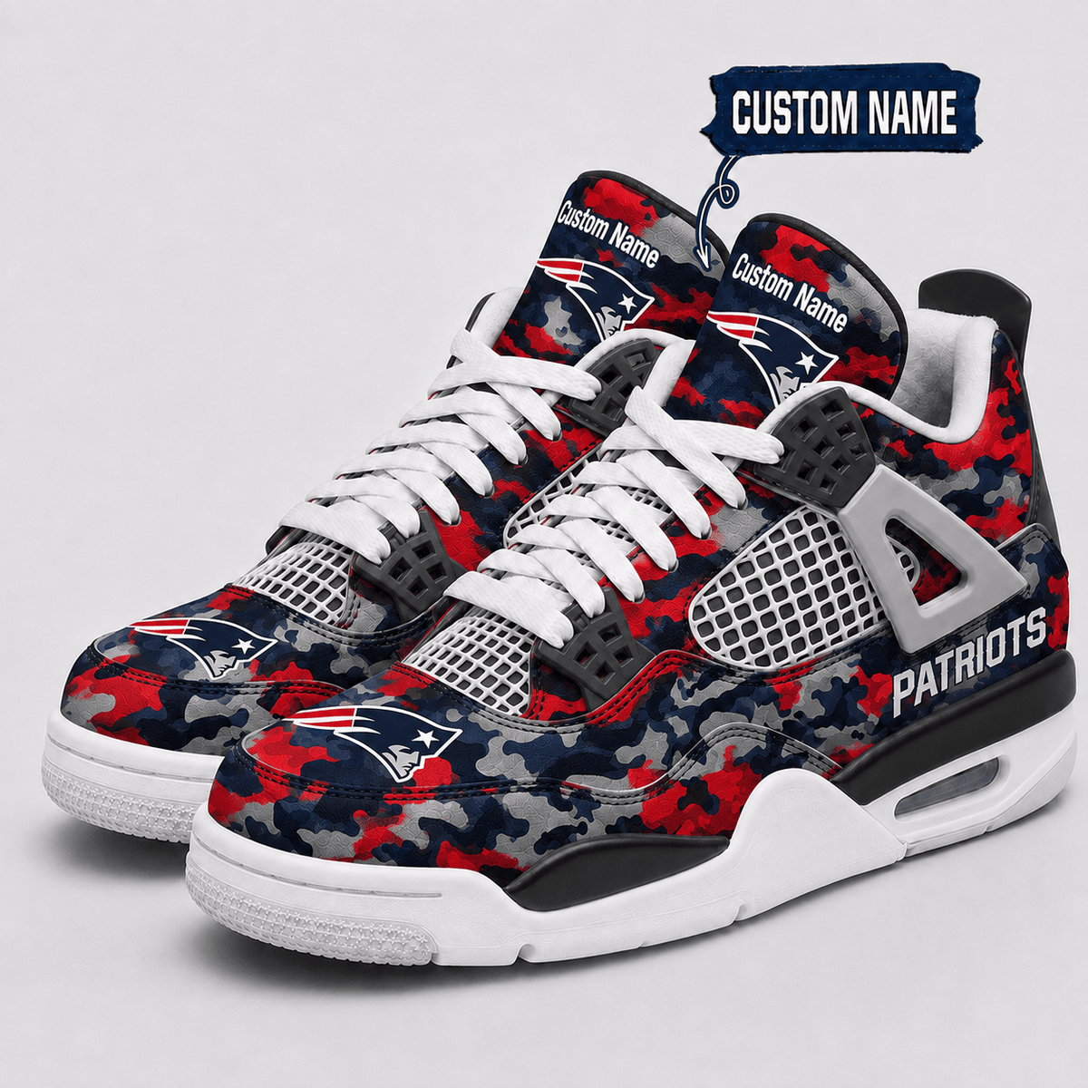 New England Patriots Personalized AJ4 Sneaker VAN12103