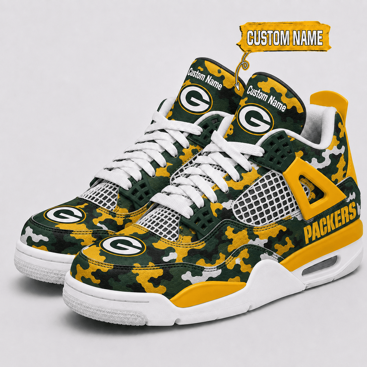 Green Bay Packers Personalized AJ4 Sneaker VAN12114