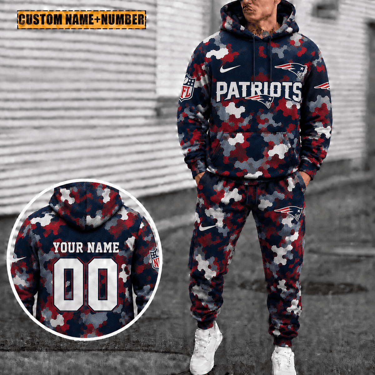 New England Patriots Personalized Combo Hoodie And Sweatpants Gift For Fan VAN4054