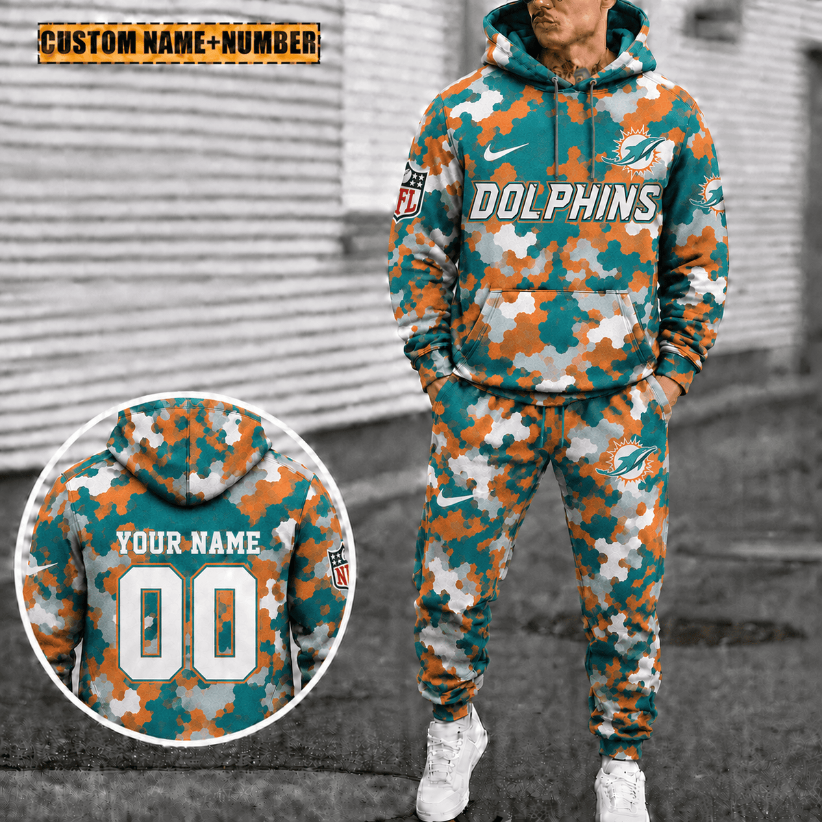 Miami Dolphins Personalized Combo Hoodie And Sweatpants Gift For Fan VAN4057