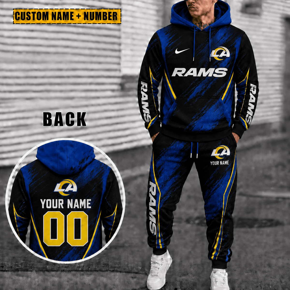 Los Angeles Rams Personalized Combo Hoodie And Sweatpants Gift For Fan VAN6634