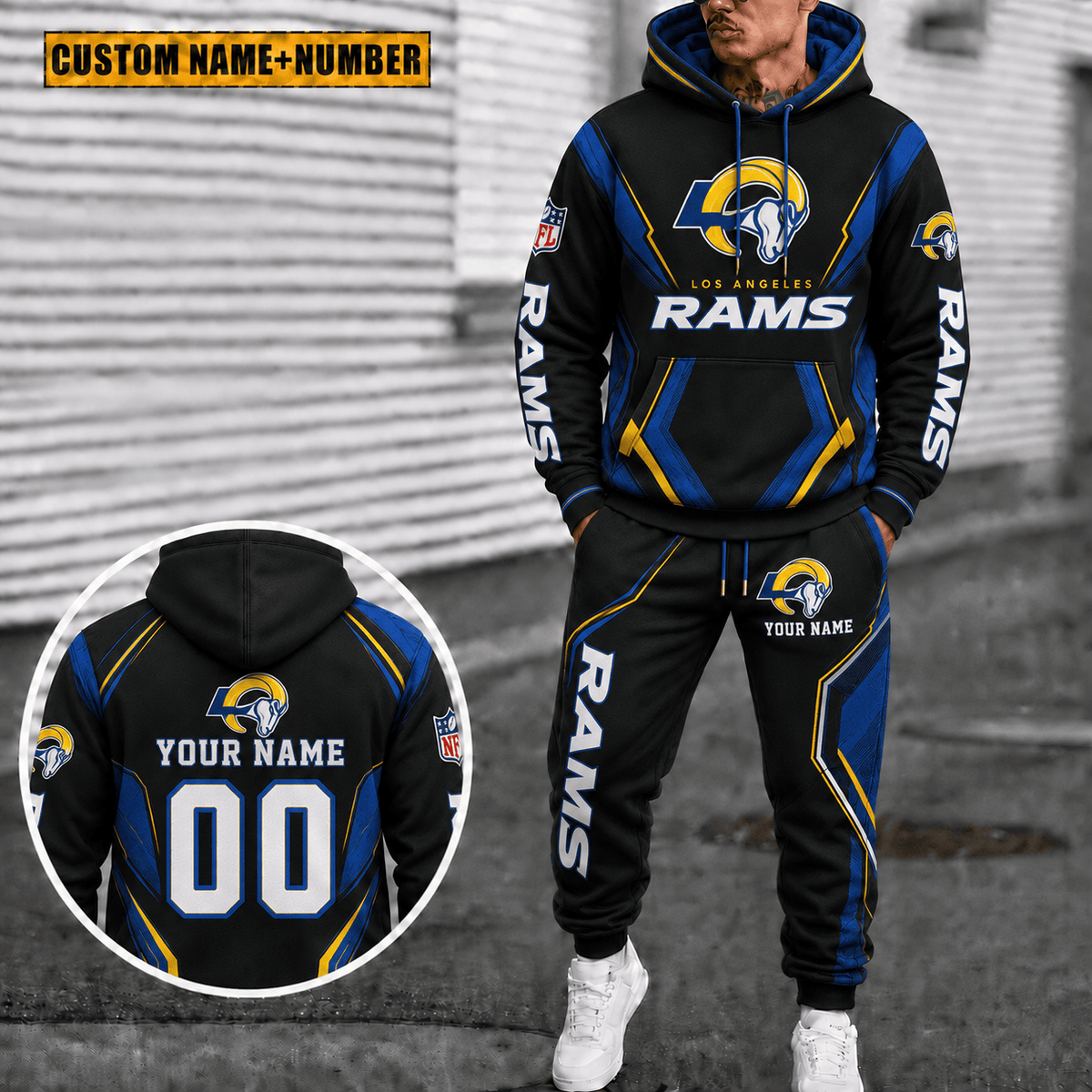 Los Angeles Rams Personalized Combo Hoodie And Sweatpants Gift For Fan VAN44124