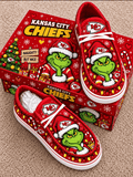 Kansas City Chiefs Christmas | Premium NFL Football Field Fan Loafer Shoes - VA55741