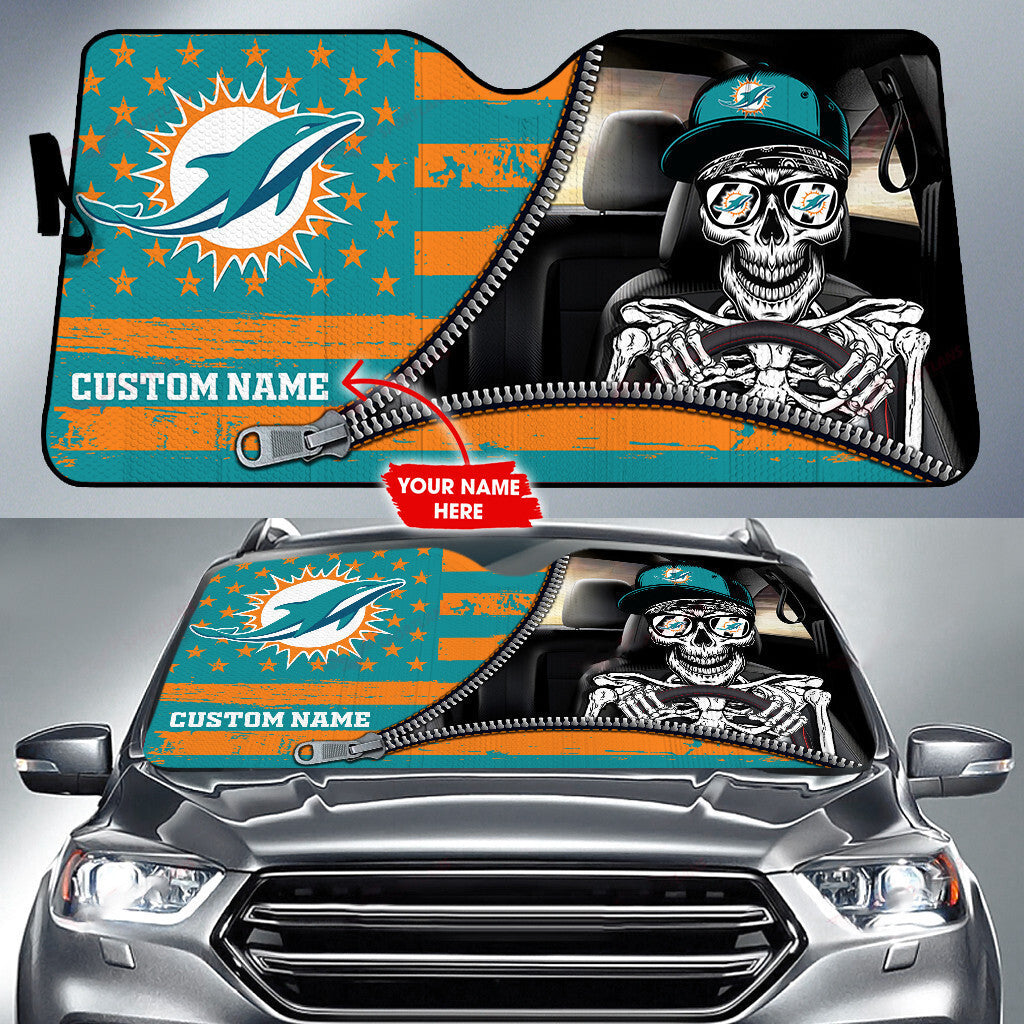 Miami Dolphins Personalized Auto Sun Shade BG81