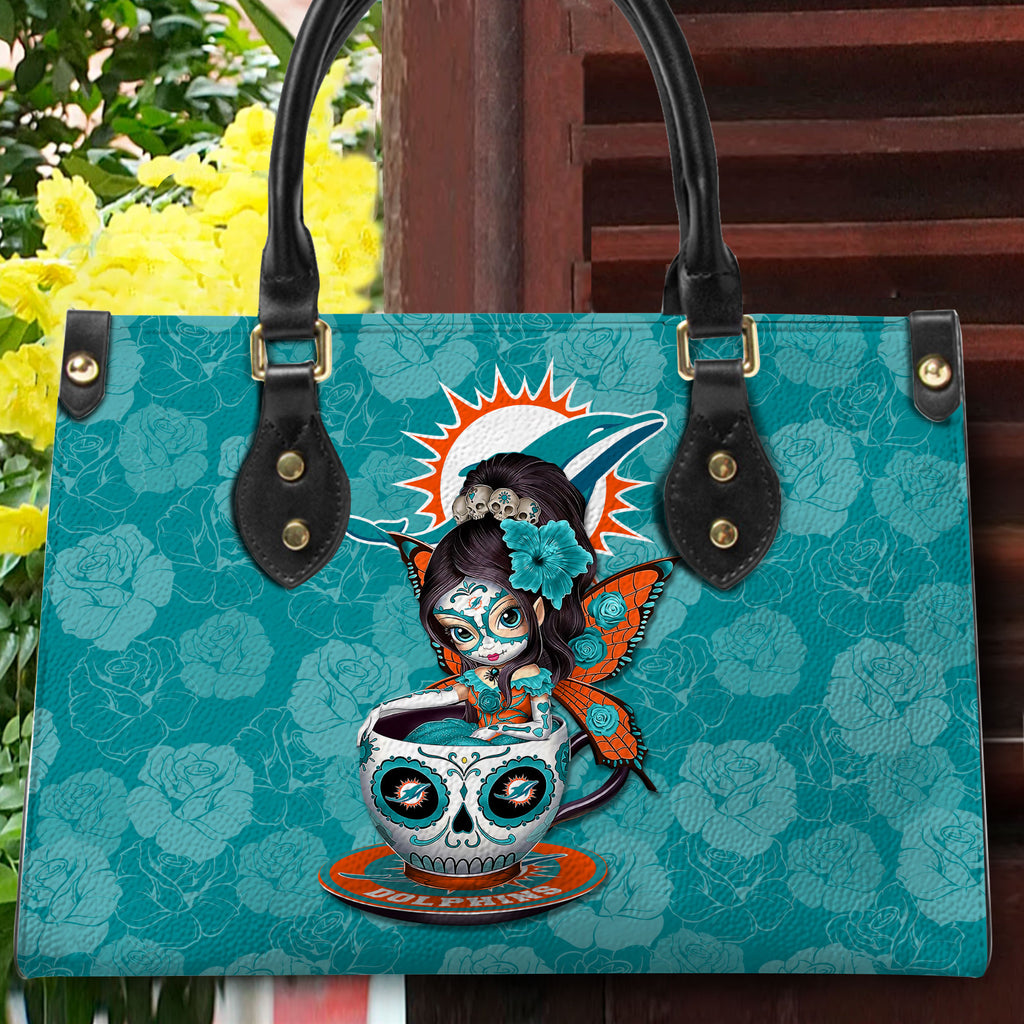 Miami Dolphins Personalized Leather Hand Bag BB67