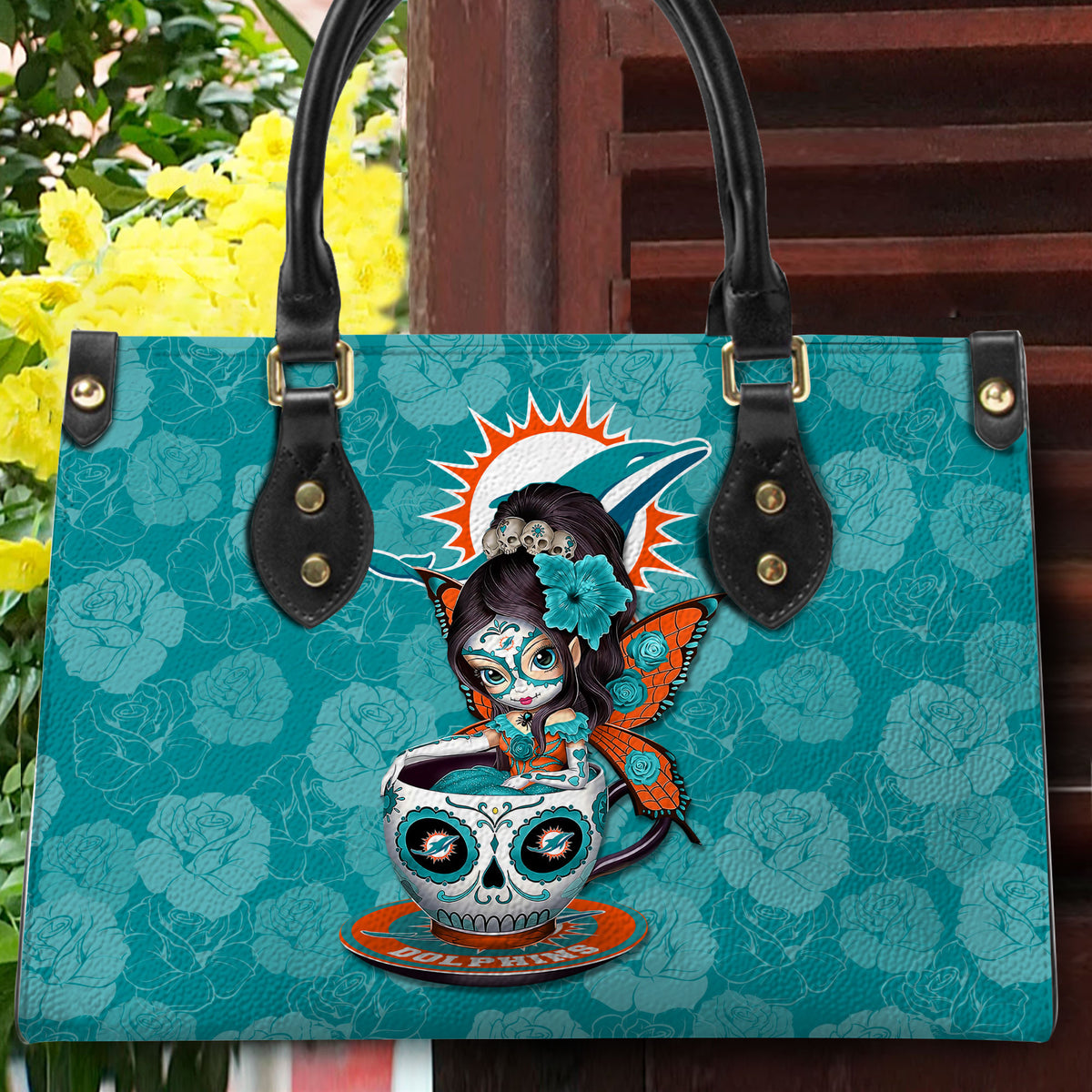 Miami Dolphins Personalized Leather Hand Bag BB67