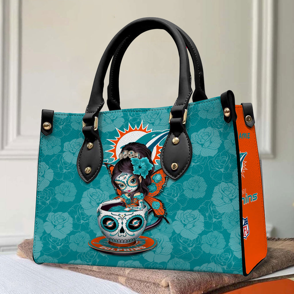 Miami Dolphins Personalized Leather Hand Bag BB67