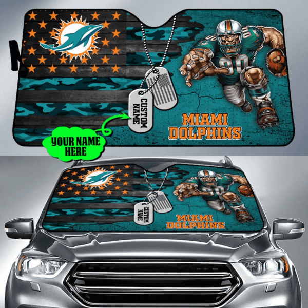 Miami Dolphins Personalized Auto Sun Shade BG49