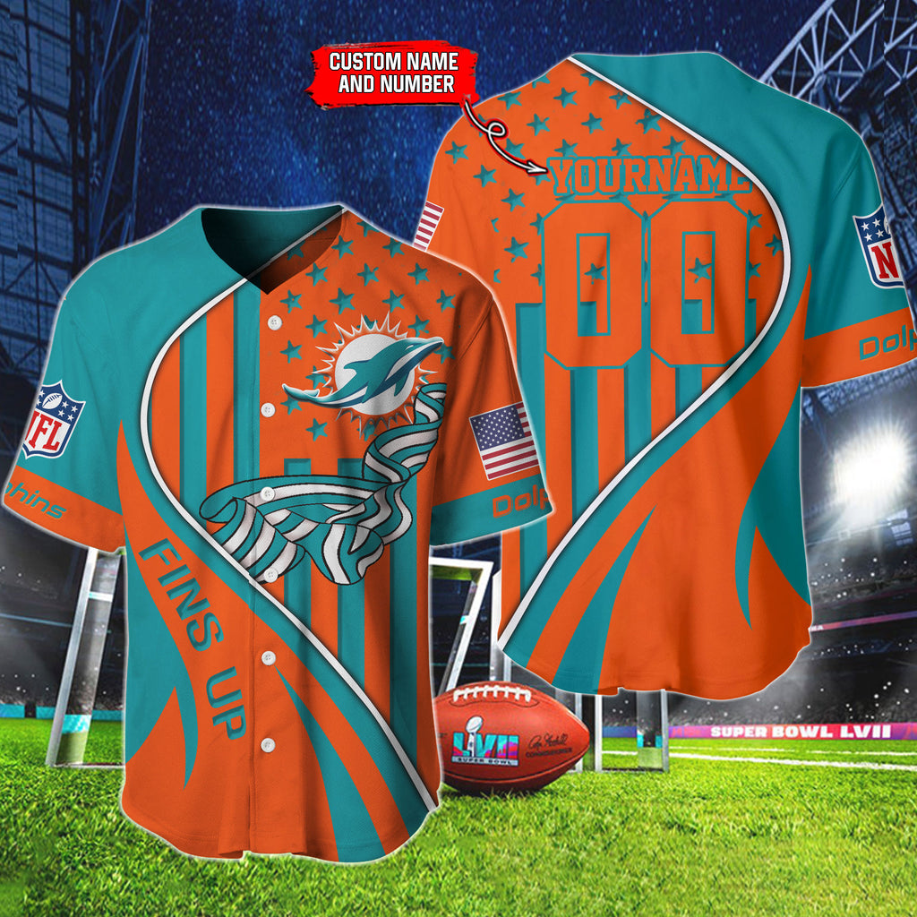 Miami Dolphins Personalized Baseball Jersey BG878