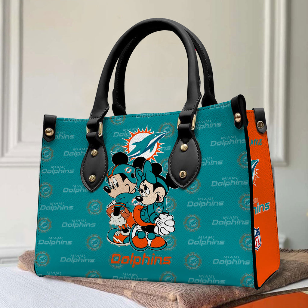 Miami Dolphins Personalized Leather Hand Bag BB99