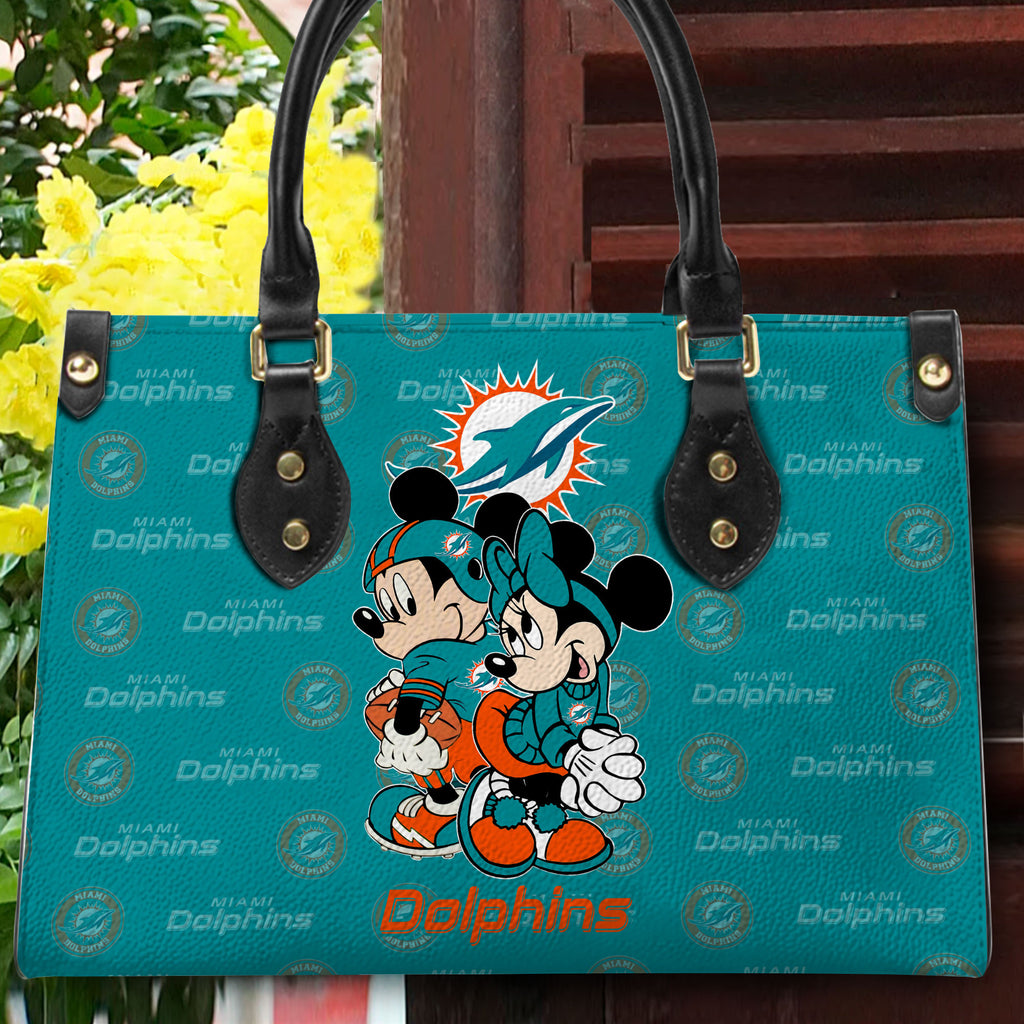 Miami Dolphins Personalized Leather Hand Bag BB99
