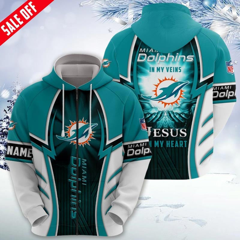 NFL Miami Dolphins (Your Name) Zip Hoodie 3D Nicegift 3ZHZ1F6