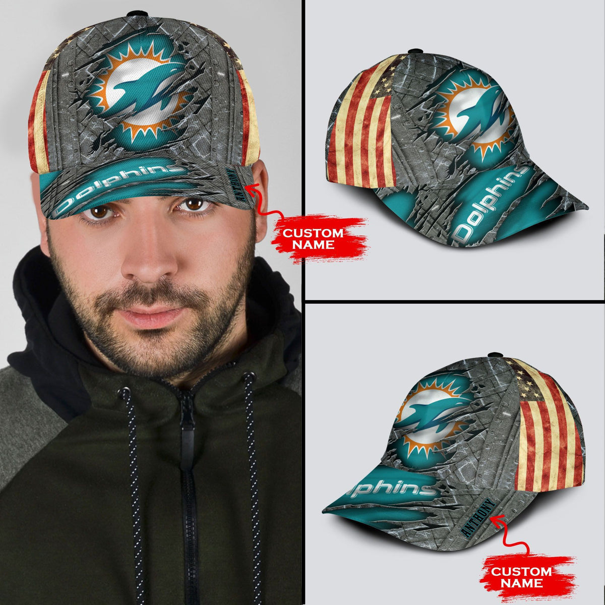 NFL Miami Dolphins (Your Name) 3D Cap Nicegift 3DCP1P5