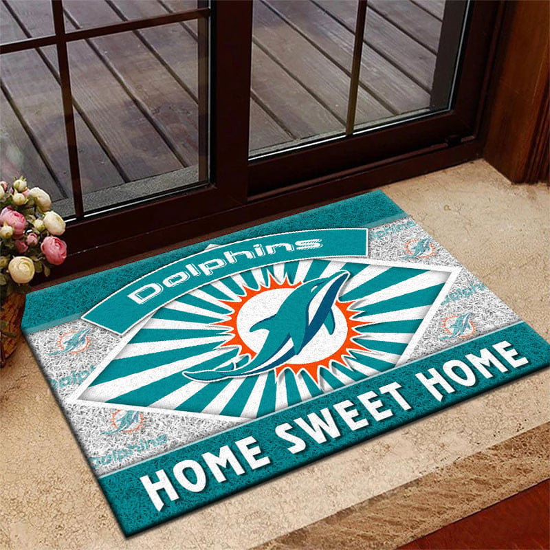 NFL Miami Dolphins Home Sweet Home Rubber Doormat Nicegift DRMP6L1