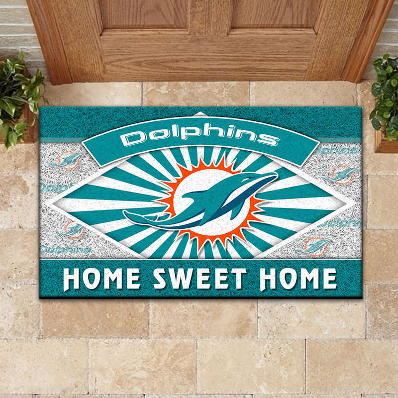 NFL Miami Dolphins Home Sweet Home Rubber Doormat Nicegift DRMP6L1