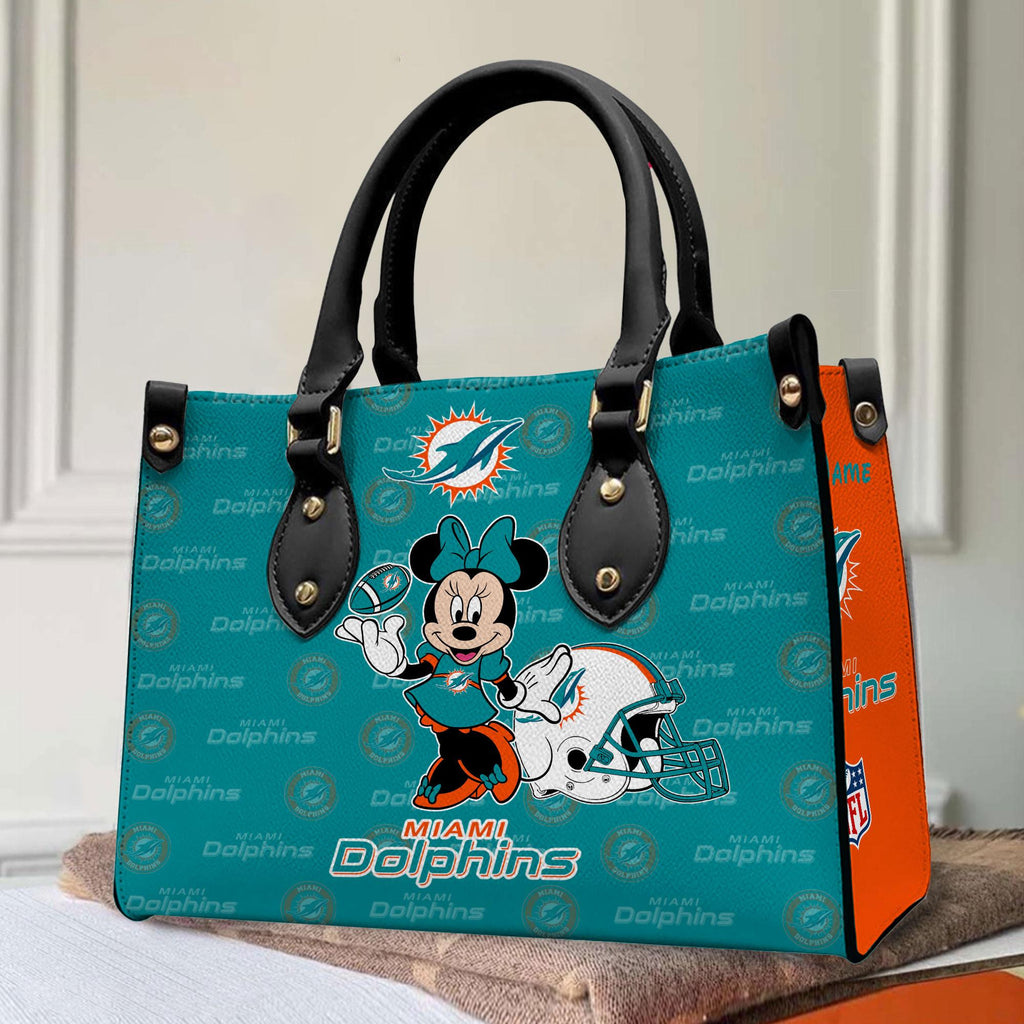 Miami Dolphins Personalized Leather Hand Bag BB390