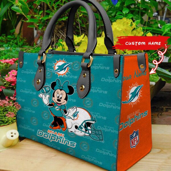 Miami Dolphins Personalized Leather Hand Bag BB390