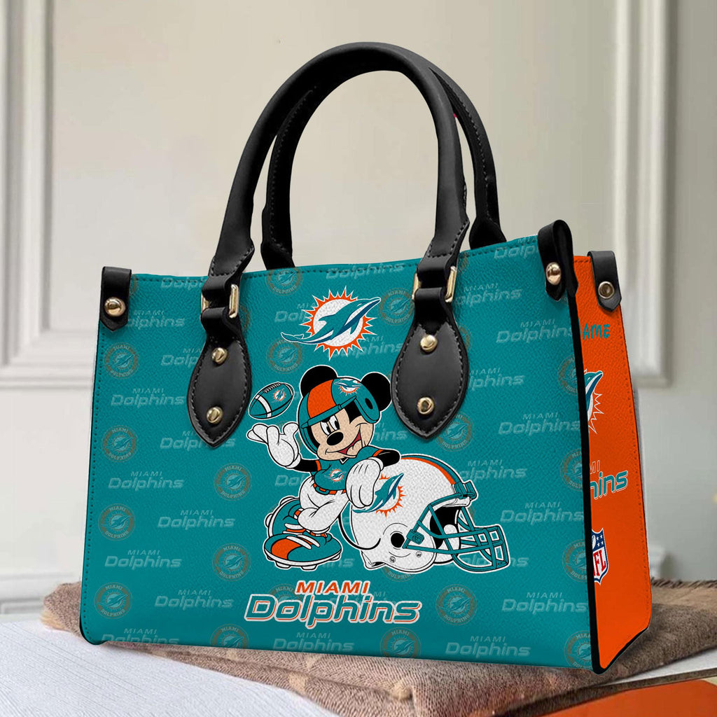 Miami Dolphins Personalized Leather Hand Bag BB422