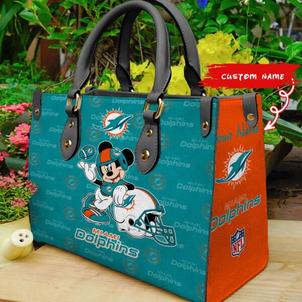 Miami Dolphins Personalized Leather Hand Bag BB422
